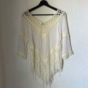 Ixia Fringe Crinkle Crochet Top | AUS 8 US 4